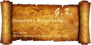 Gescheit Krisztián névjegykártya